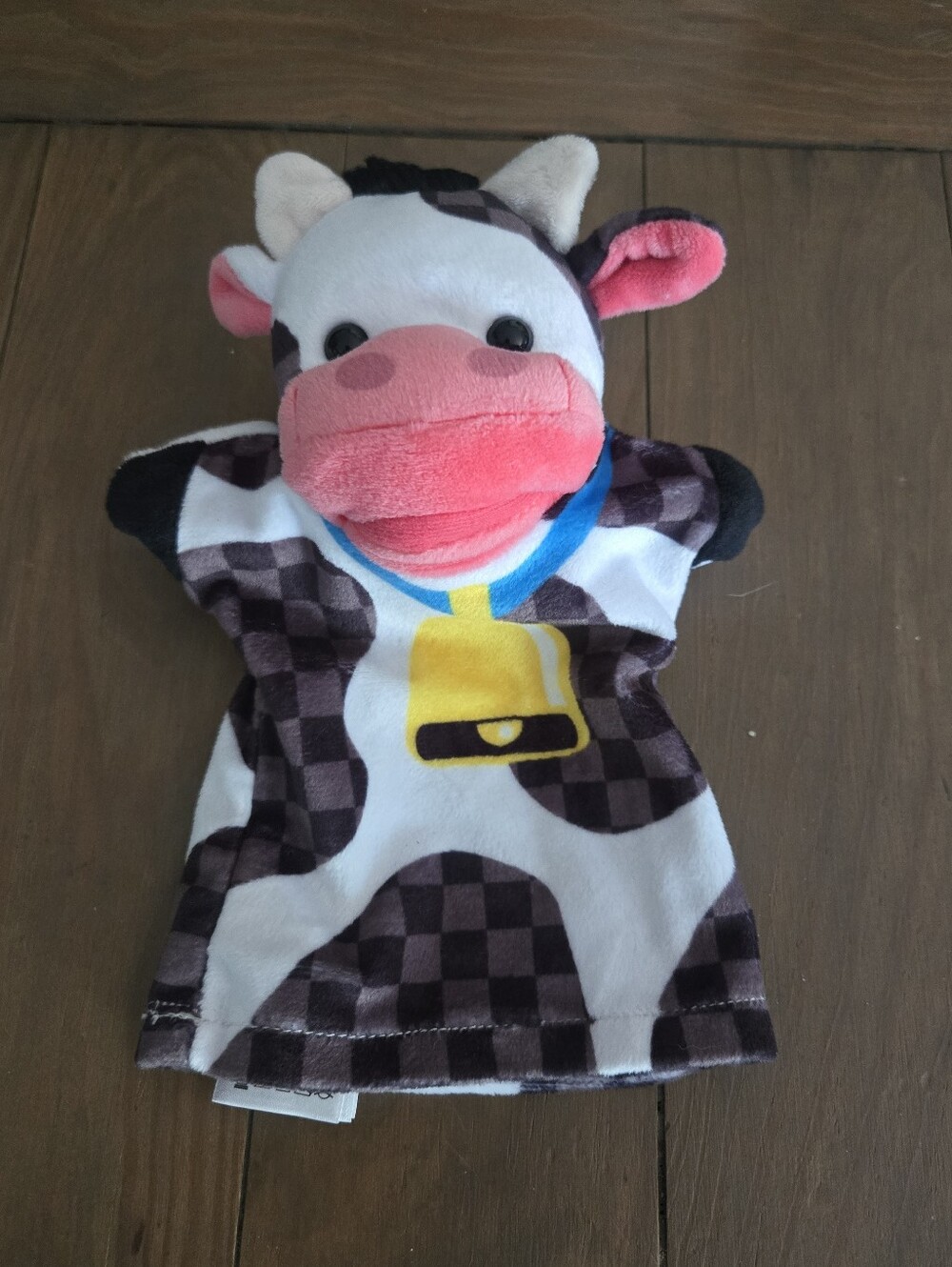 Plush Melissa & Doug Pink, White & Brown Cow Hand Puppet